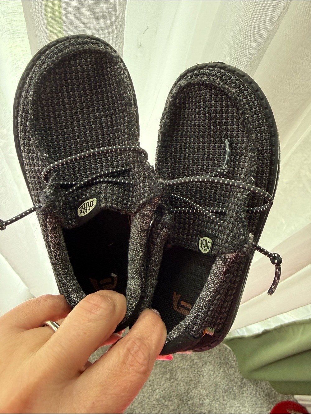 Hey Dude Black Knit Slip-On Loafers